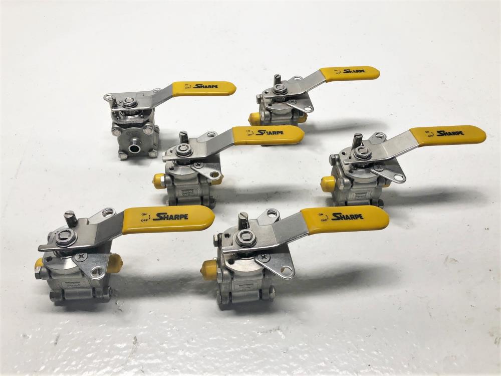 Lot of (6) Sharpe 1/2" Sanitary Ball Valve, WeldEnd, Figure 66, Stainless